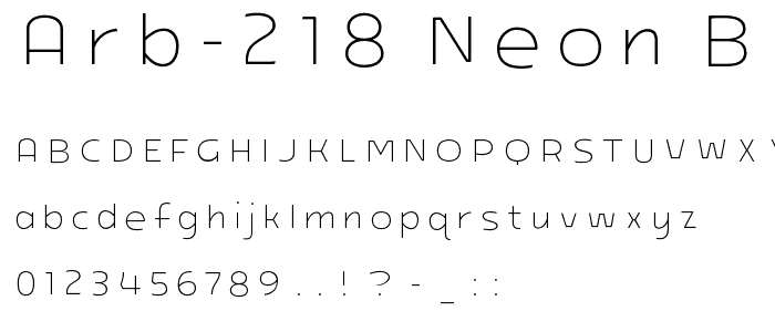 ARB-218 Neon Blunt MAR-50 Bold font